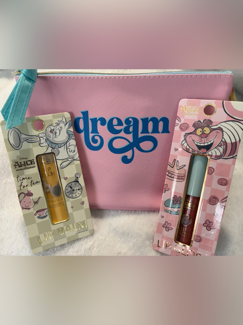 Pink 'Dream' Cosmetic Pouch with Disney Lip Balm & Lip Gloss